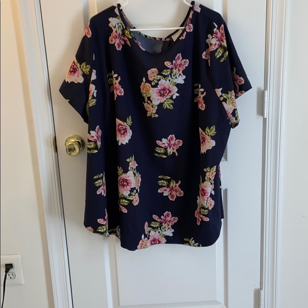 Navy blue floral top